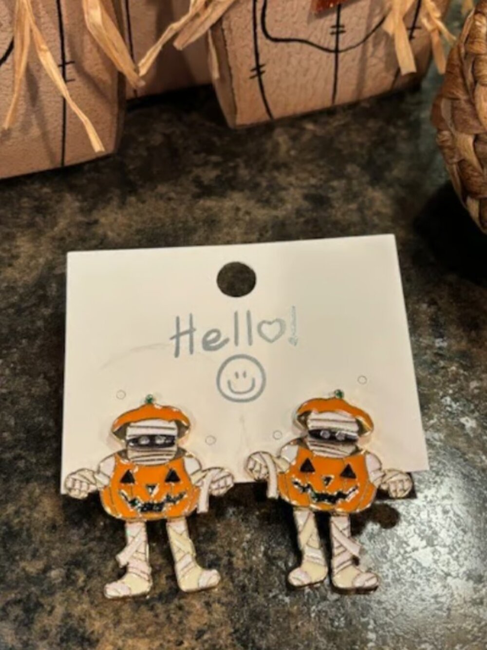 Sugarfix by Baublebar "Fresh out of the tomb" mummy pumpkin earrings